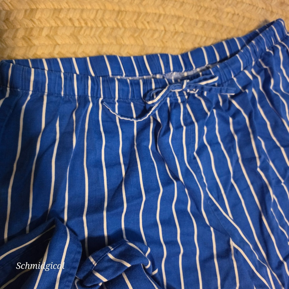Lauren Ralph Lauren Pajama Set XL Blue White Stripe Button Top Pants Set - Picture 6 of 11